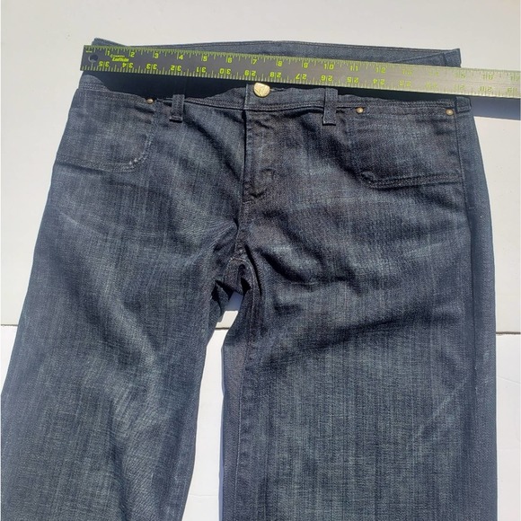 Jeans Wide Leg Dark Wash Low Waist Birkin Stretch Embroidered COH 28 - Picture 8 of 16